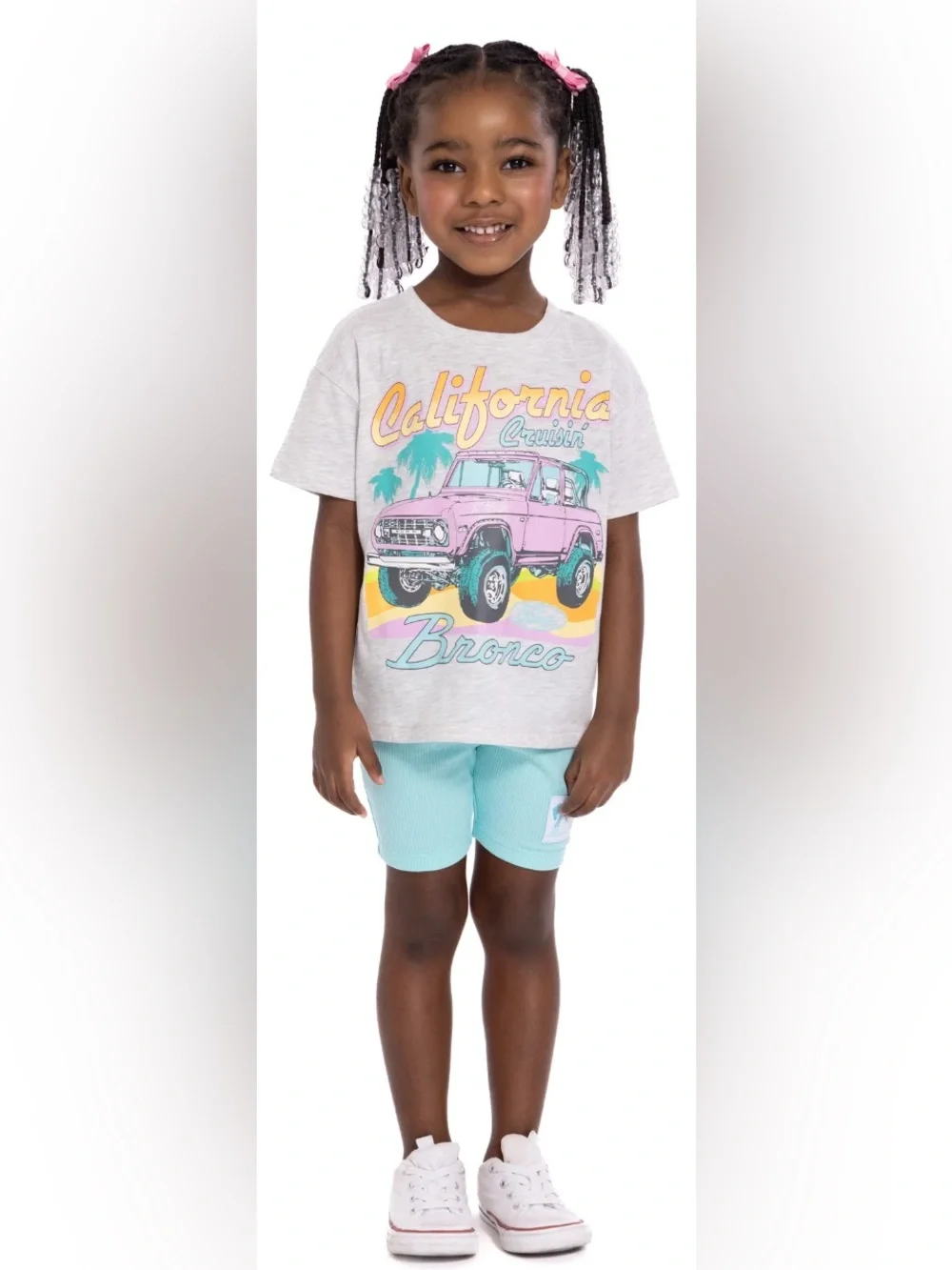 Ford Bronco Toddler Girls Graphic Tee and Bike Shorts Set, 2-Piece